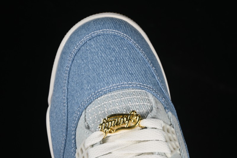 Nike Air Jordan 4 Retro Denim "Worn Blue" Sneakers with Distressed Wash Finish - IB6716-100