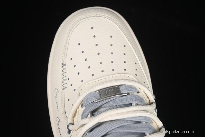 Nike Air Force 1 '07 Low Stussy Collaboration Grey Diamond Lace-Up Casual Sneakers - DM6868-072