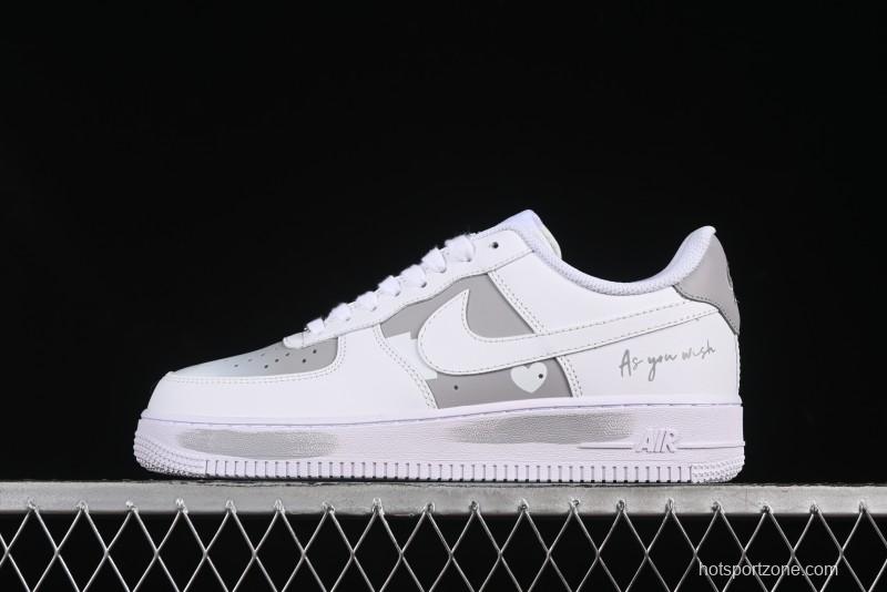 Nike Air Force 1 '07 Low Custom Official Hot Style 2D Theme White Gray Spray Paint Casual Sneakers - CW2288-111