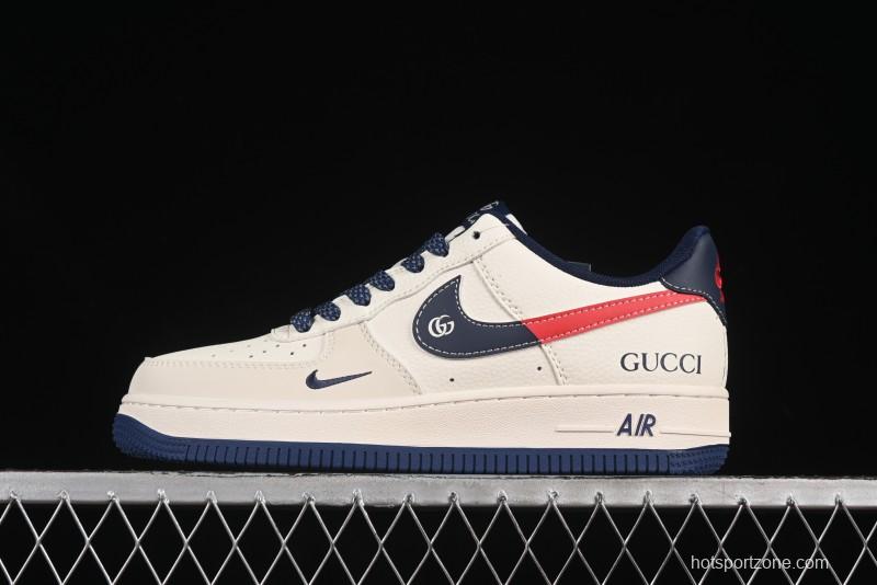 Nike Air Force 1'07 Low Gucci Collaboration Blue Red Swoosh Casual Sneakers - JJ2508-713