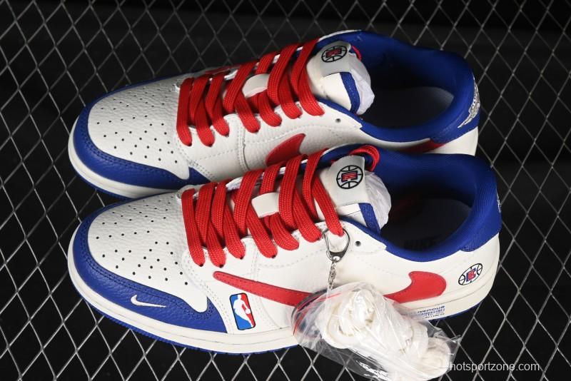 Nike Travis Scott x Fragment Design x Air Jordan 1 Low OG SP AJ1 Los Angeles Clippers Collaboration Low-Top Casual Sneakers - SC9207-026