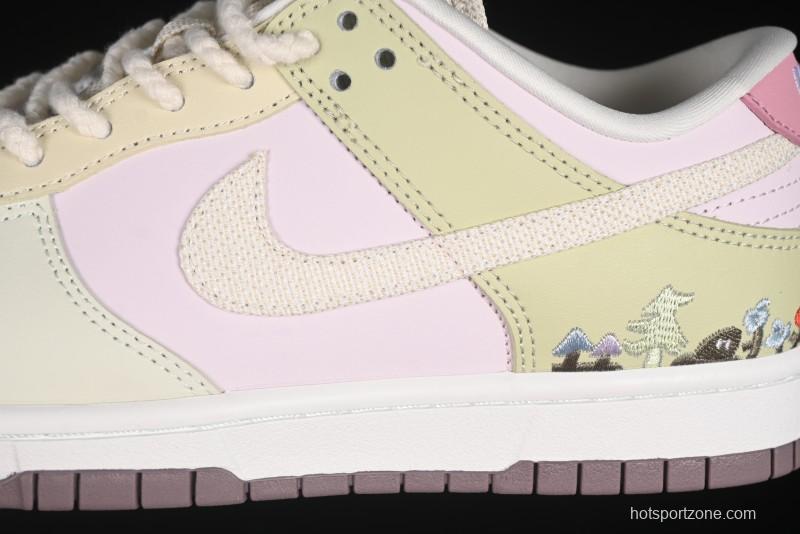 Nike Dunk Low Mushroom Floral-Themed Low-Top Casual Skate Shoes - IB8876-661