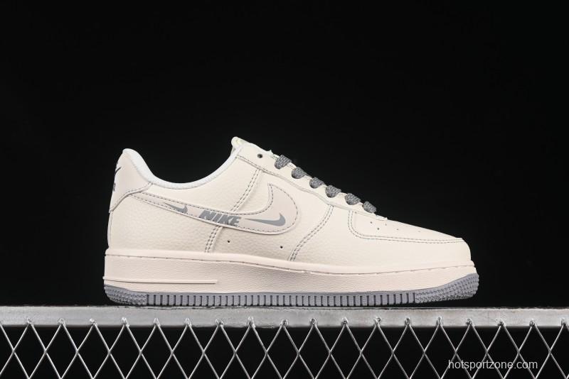 Nike Air Force 1 '07 Low Stussy Collaboration Beige Mini Swoosh Casual Sneakers - HH7518-064