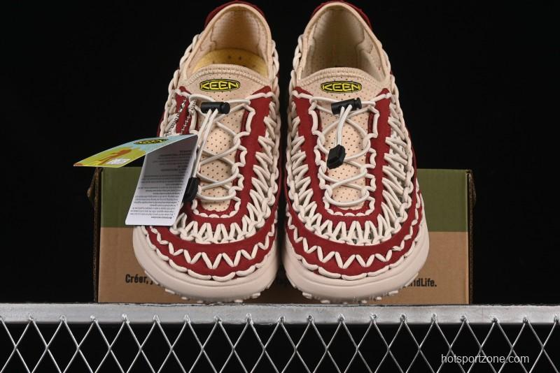 Keen Uneek Flat-M Woven Elastic Strap Outdoor Water Sports Sandals - 1014097 RED