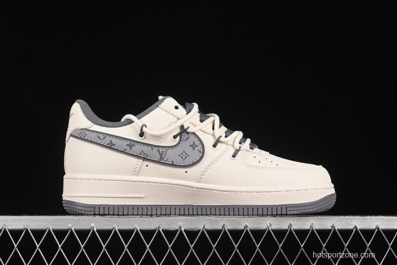 Nike Air Force 1 '07 Low LV Collaboration Grey Swoosh Drawstring Casual Sneakers - DM6868-067