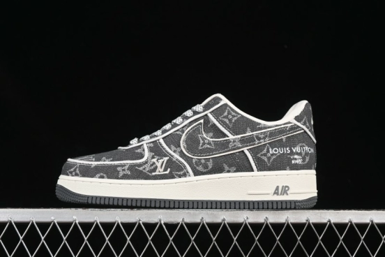 Nike Air Force 1'07 Low LV Collaboration Black Denim Casual Sneakers - SC9207-530