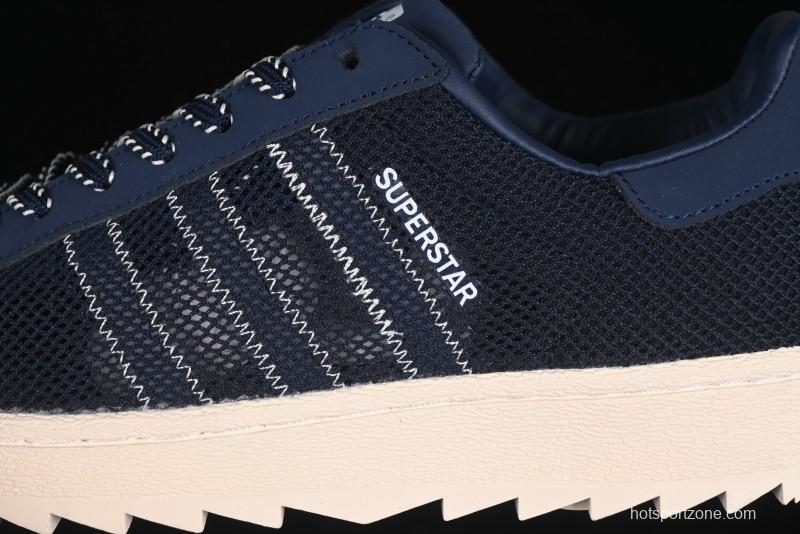 Adidas Clot x Superstar Shell Toe Casual Sneakers with Serrated Edge Design - IH3644