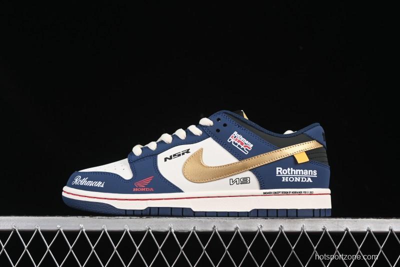 Nike SB Dunk Low Retro White Blue Anniversary Custom Low-Top Casual Skate Shoes - MU0232-365