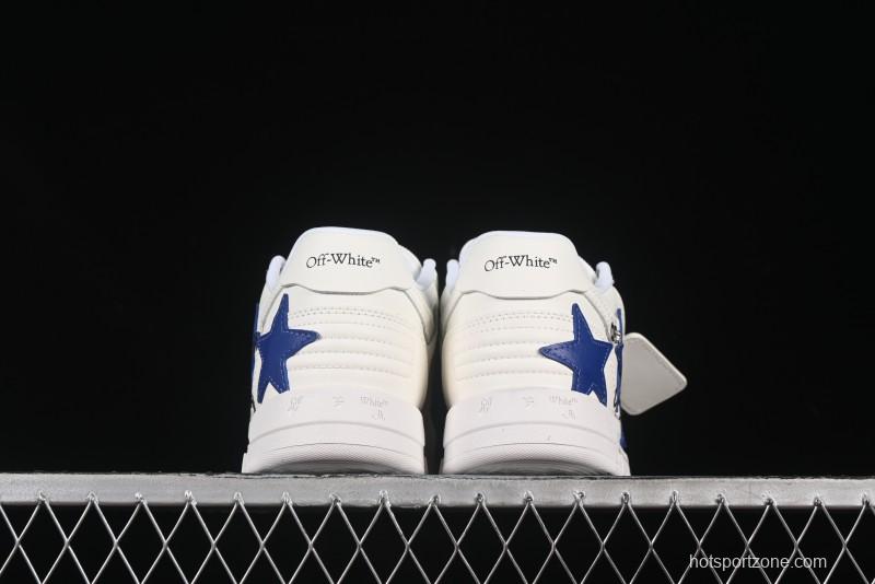 Off-White Out Of Office Low-Top Fashion Sneakers White Blue Star - AJD4