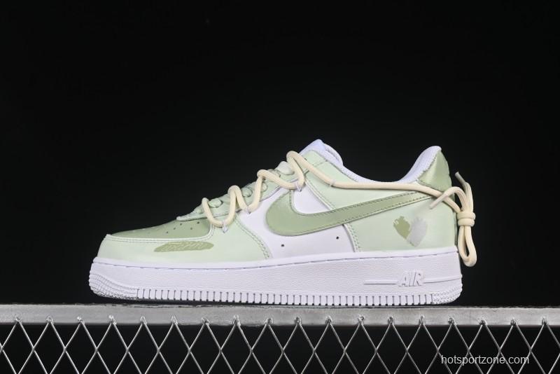 Nike Air Force 1'07 Low "Green Love" 520 Limited Edition Casual Sneakers with Small Green Heart Design - DH2920-111