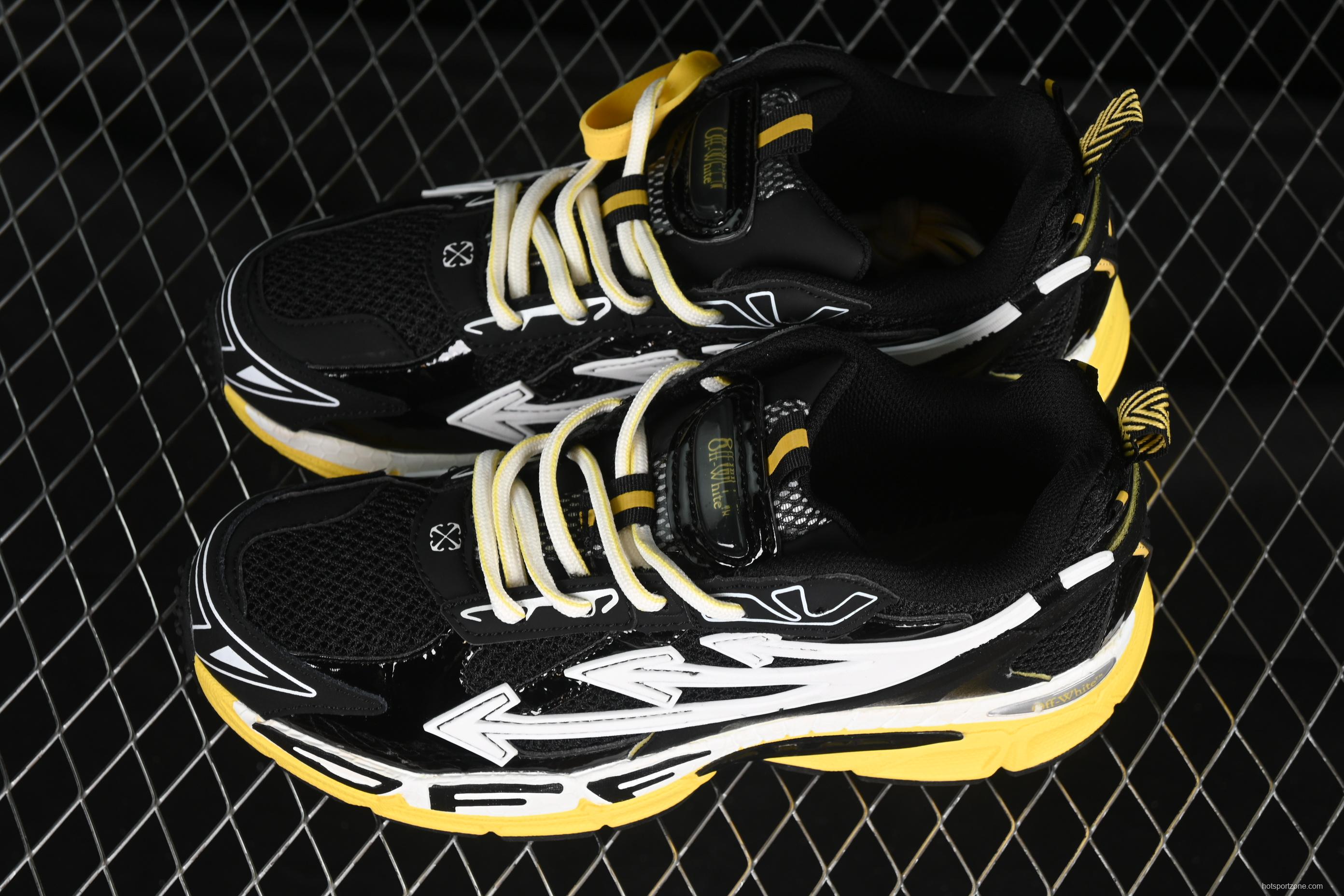 Off-White Be Right Low-Top Lifestyle Sneakers in Black & Yellow - C.D4