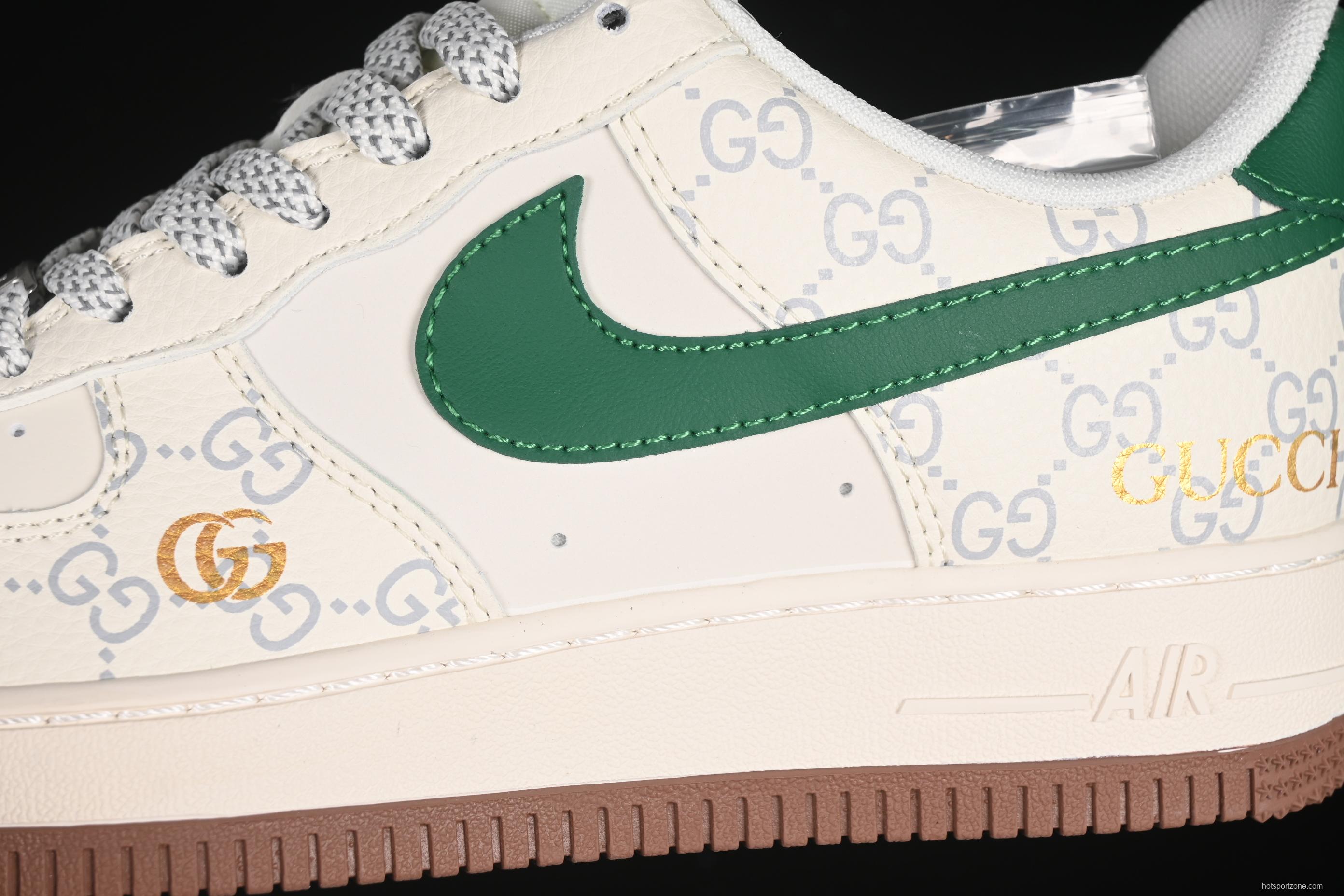 Nike Air Force 1 '07 Low Gucci Collaboration Brown Sole Green Swoosh Casual Sneakers - JJ2508-711