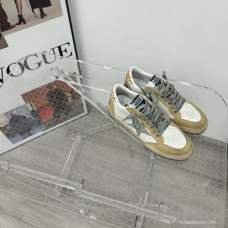 2024 Unisex GGDB White Beige Glitter Suede Leather Low Top Sneakers MJ00260