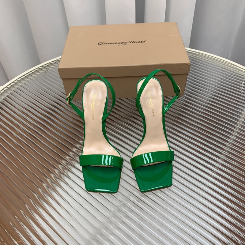 2025 Women Gianvito Rossi Green Patent Leather Sandals