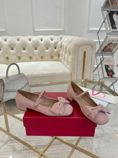 2025 Women Valentino Pink Cotton Mary Jane Bow LY00300