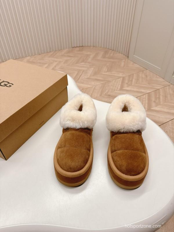 2024 UGG Chestnut Suede Sheepskin Slippers MJ00280