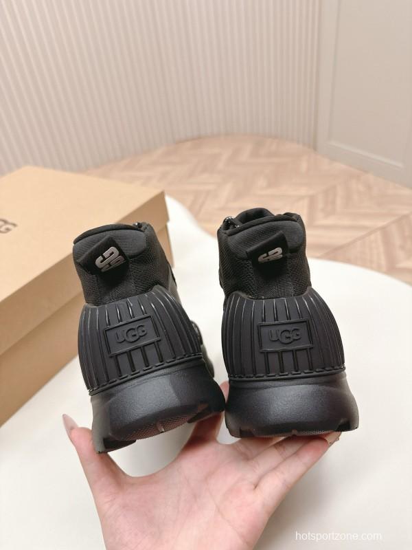 2024 Women UGG Black Suede Snow Boots High Top Lace-Up MJ00320