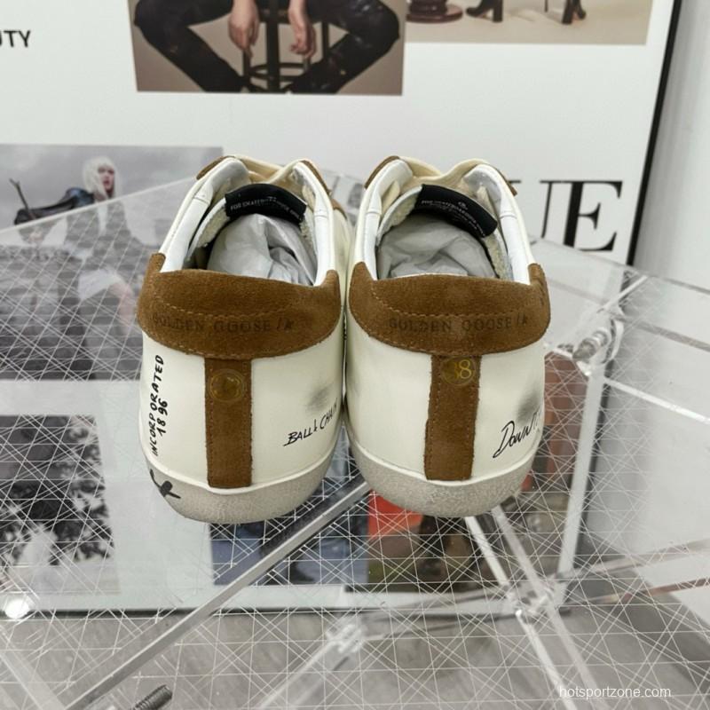 2025 Unisex GGDB White Brown Calf Leather Sneakers