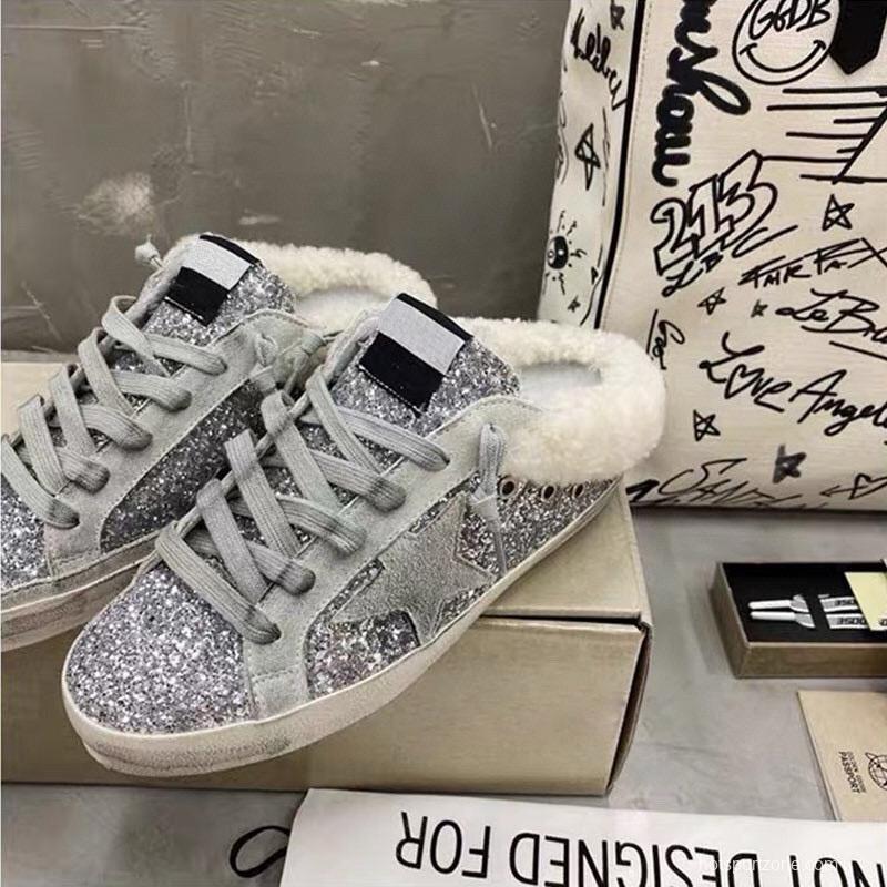 2024 Slippers GGDB Silver Shearling Slippers MJ00280