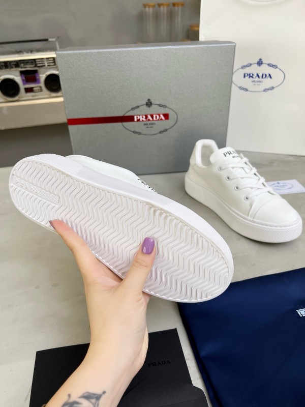 2024 Unisex Prada White Calfskin Leather Sneakers MJ00310