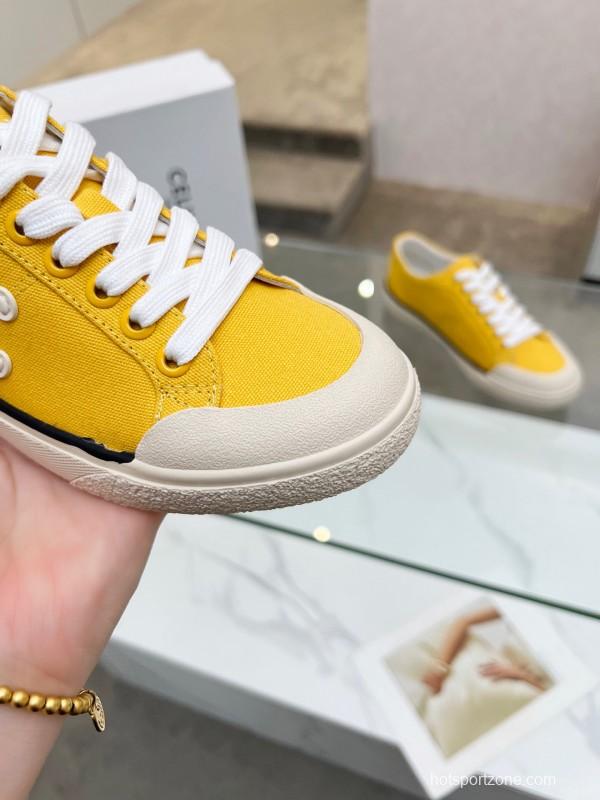 2025 Women Celine Yellow Canvas Sneakers LY00210
