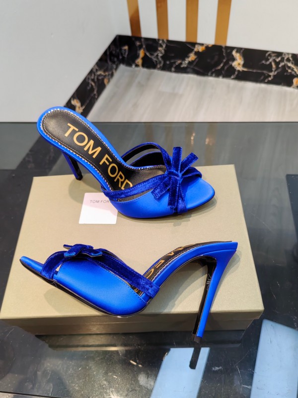 2025 Women TOM FORD Blue Velvet High Heel Mules
