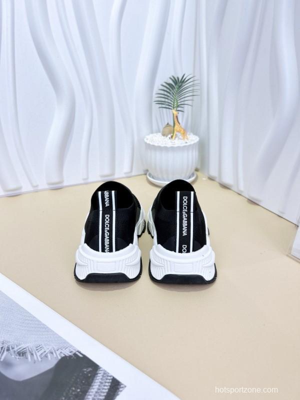 2024 Kids Dolce & Gabbana Pink Black White Fabric Sneakers