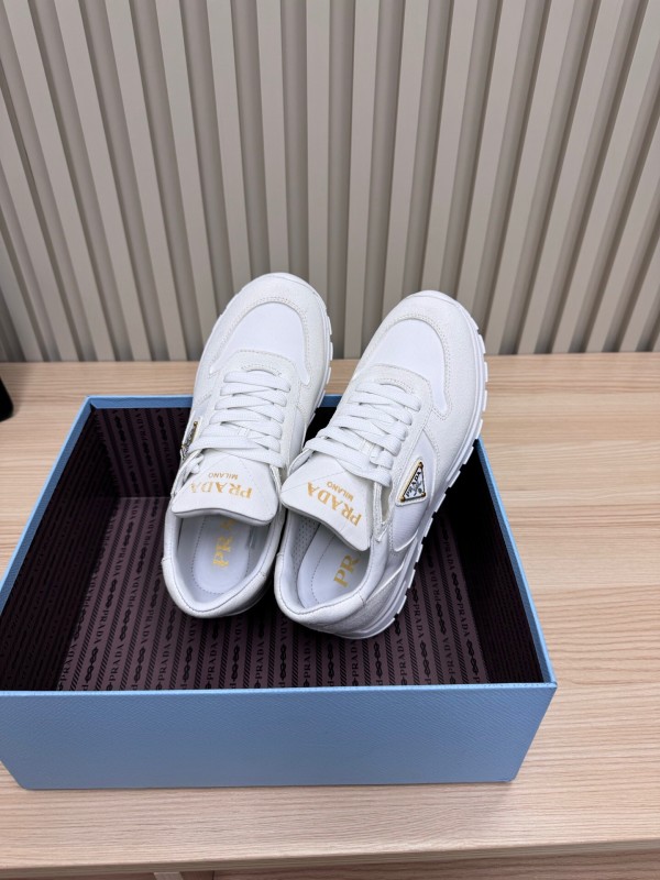 2025 Women Prada White Leather Sneakers