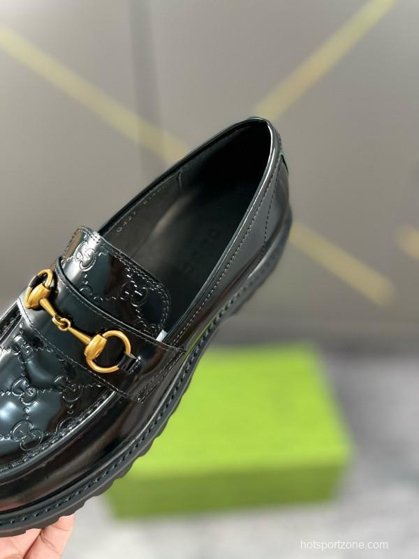 2024 Women Gucci Black Leather Formal Shoes MJ00300