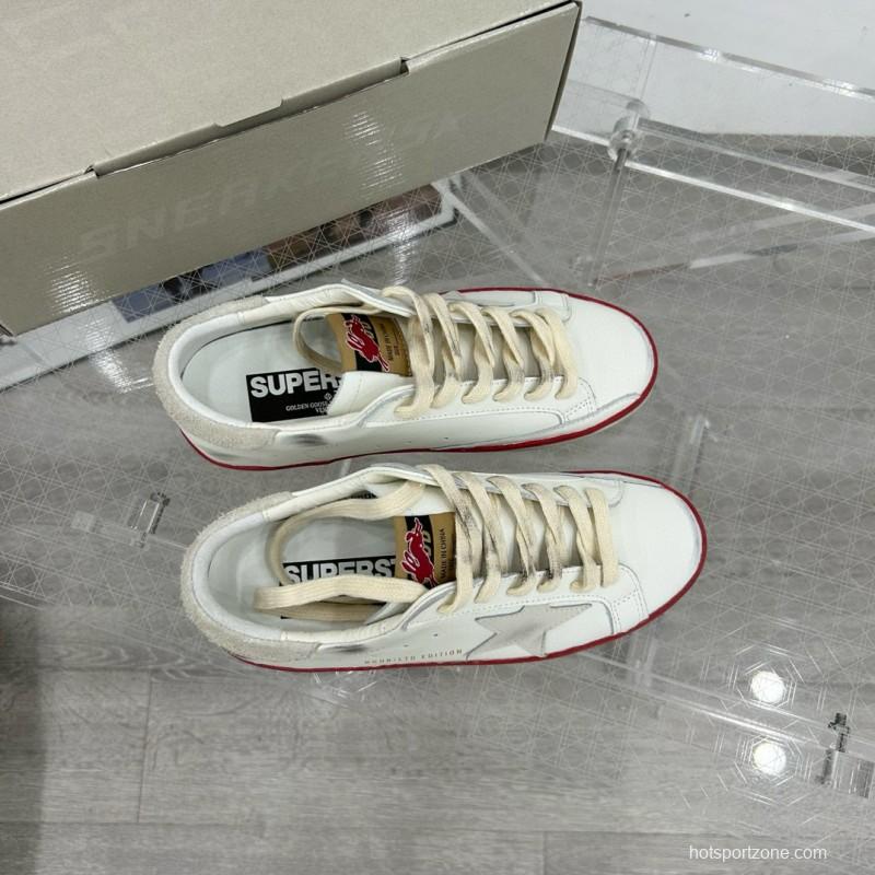 2025 Unisex GGDB White Red Original Leather Sneakers