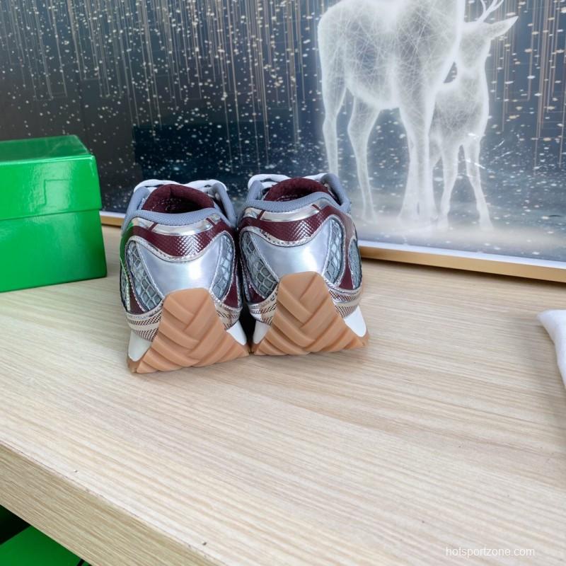 2025 Unisex Bottega Veneta BV Orbit Grey Brown Mesh Runner Sneakers LY00310