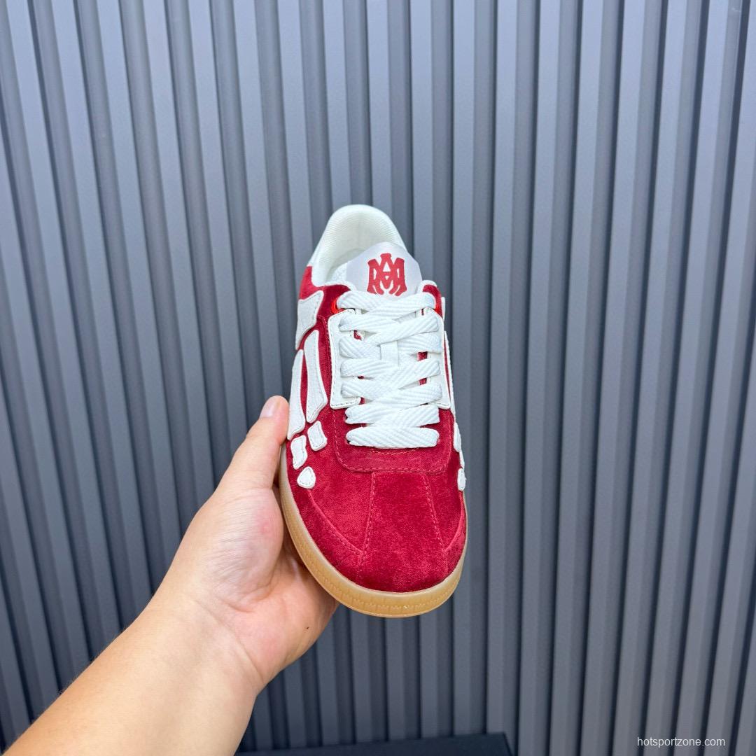 2024 Unisex Amiri Red White Suede Leather Sneakers MJ00300