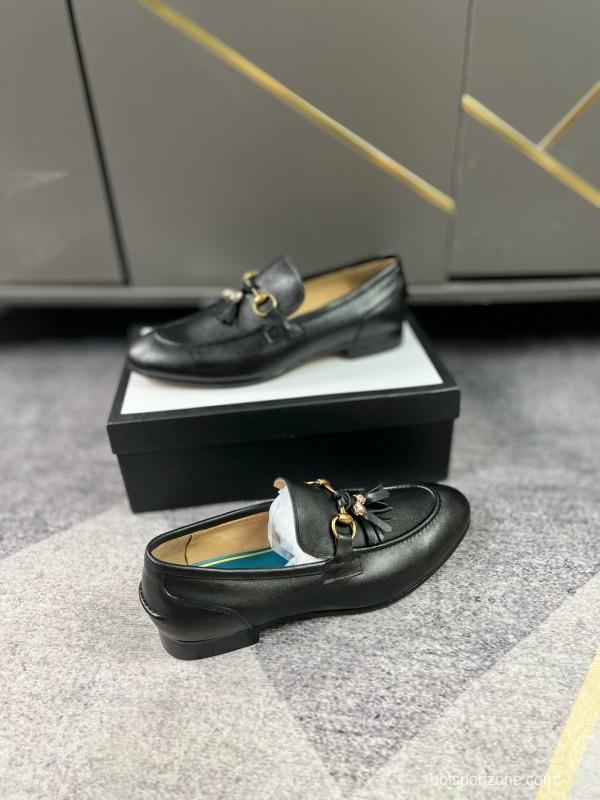 2024 Men Louis Vuitton Black Leather Loafer