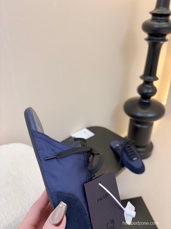 2025 Women Prada Blue Suede Fabric Casual Shoes