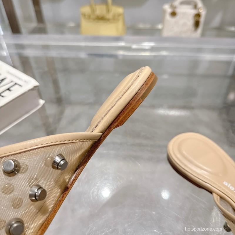 2025 Slippers Alexander Wang Beige Leather Studded LY00310