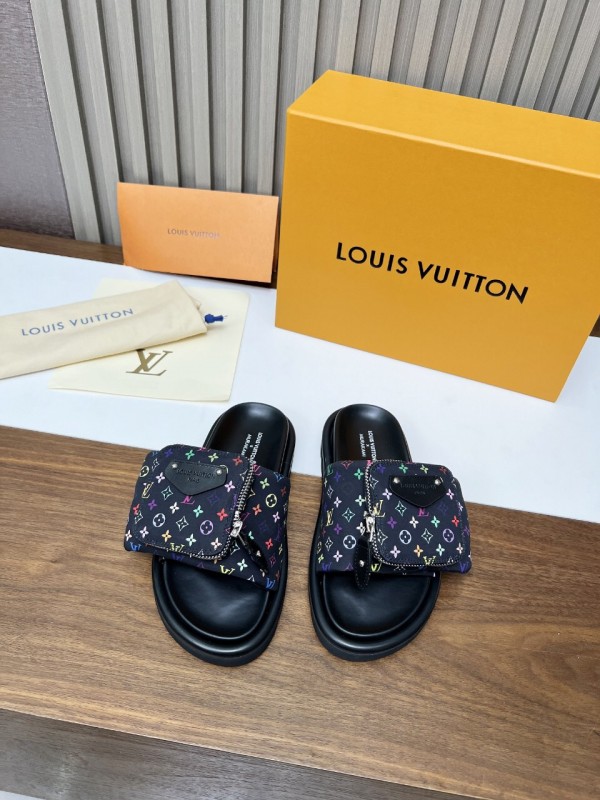 2025 Slippers Louis Vuitton Multicolor Canvas Slippers KFY00230