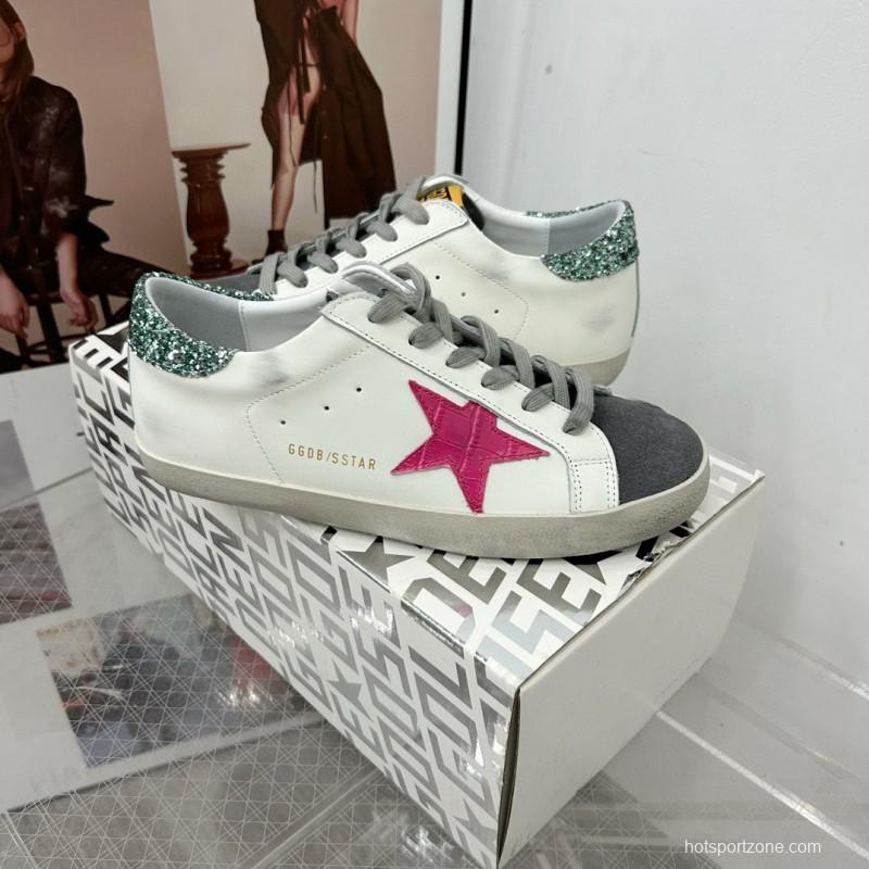 2025 Women GGDB White Pink Grey Glitter Leather Suede Sneakers