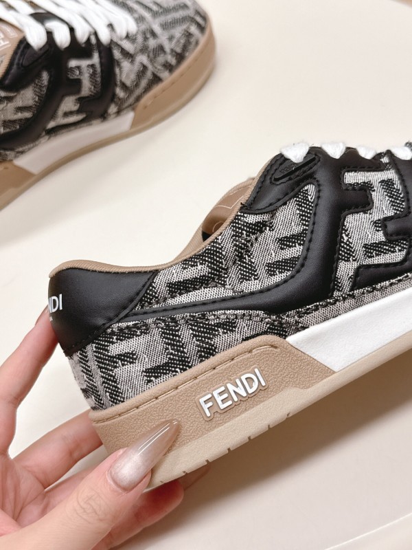2025 Unisex Fendi Black Grey Brown Leather Fabric Plimsolls FD Match LY00350(F)/LY00360(M)