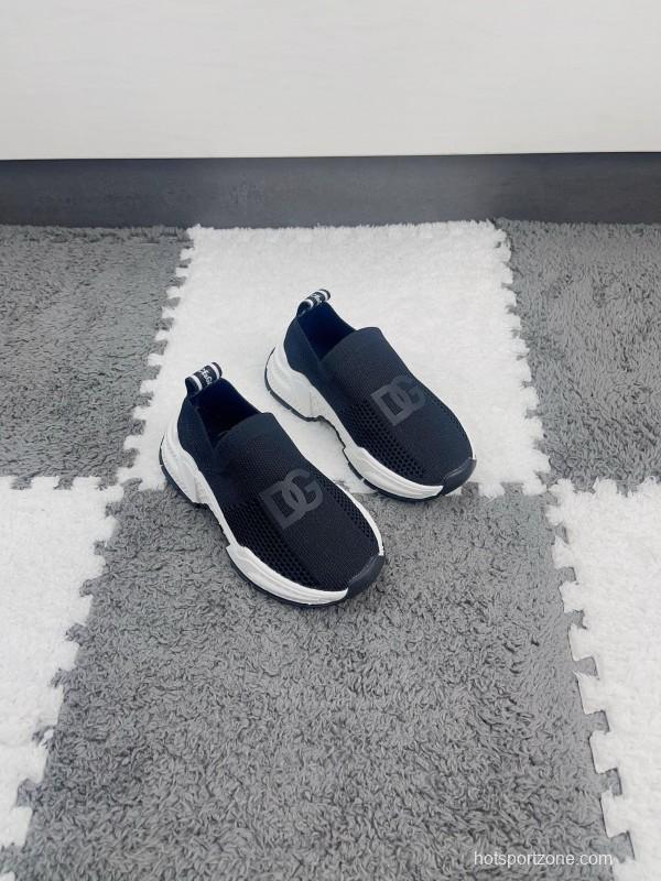 2024 Kids Dolce & Gabbana Black White Mesh Slip-On Sneakers