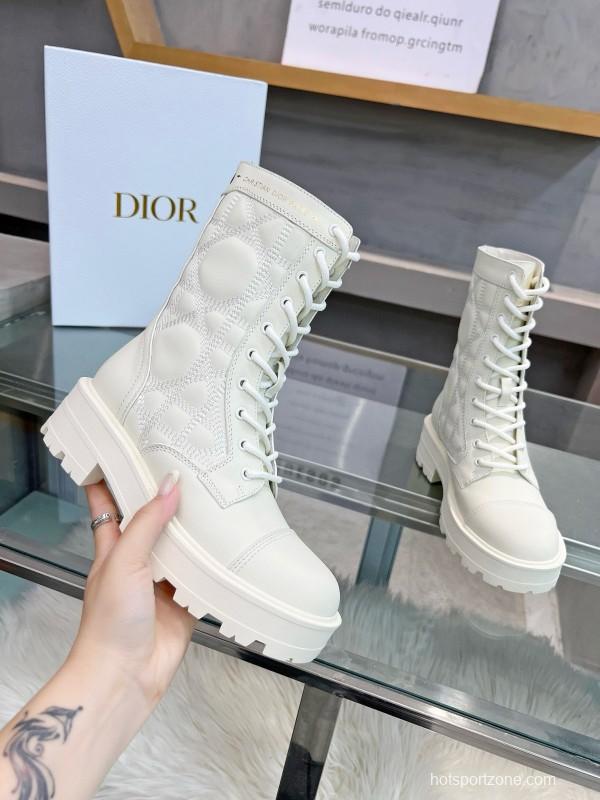 2024 Women Dior white leather boots MJ00430