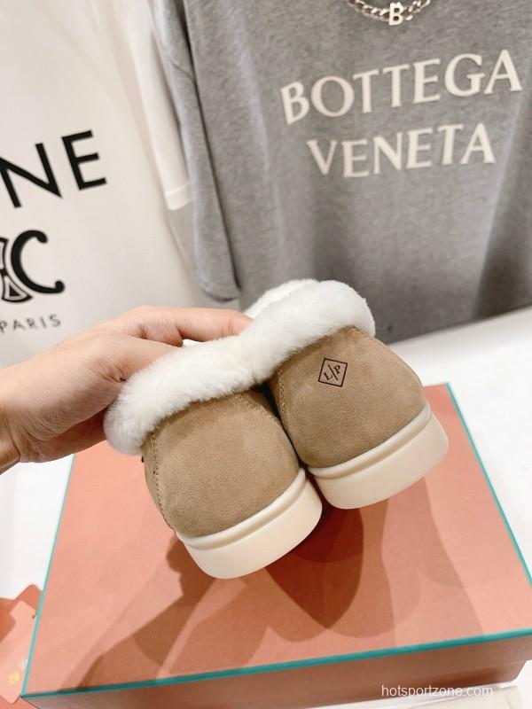 2024 Women Le Parmentier Beige Suede Shearling Loafers