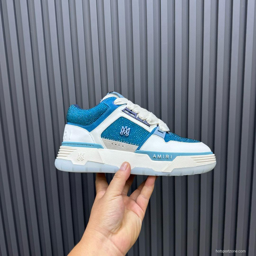 2024 Unisex Amiri Blue White Leather Mesh Sneakers MJ00410