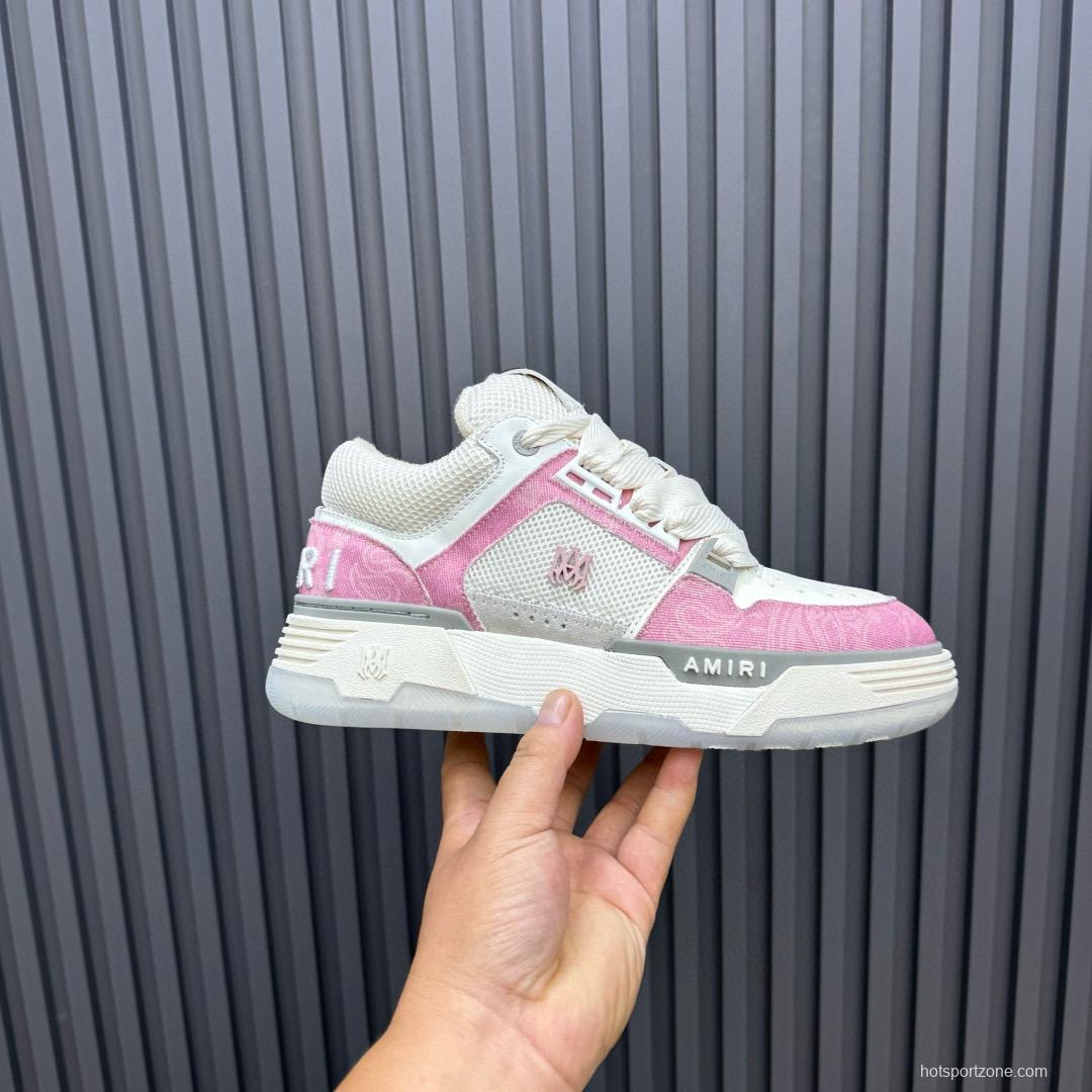2024 Unisex Amiri Pink White Mesh Suede Sneakers MJ00360