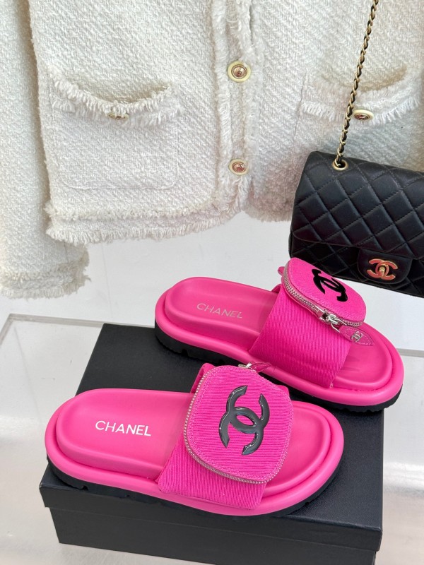 2025 Slippers Chanel Pink Fabric Slippers