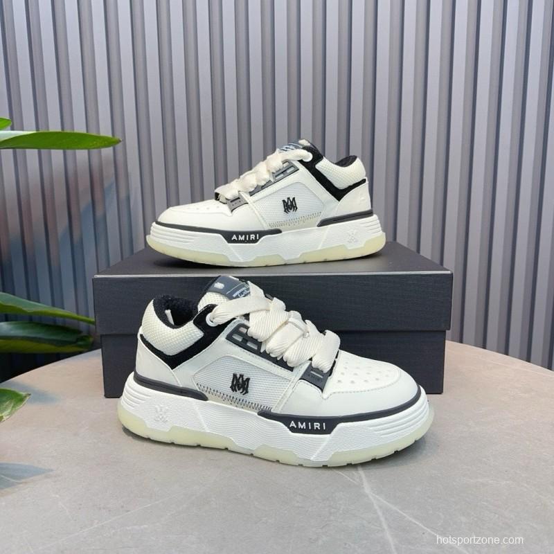 2024 Unisex Amiri White Black Leather Sneakers MJ00360