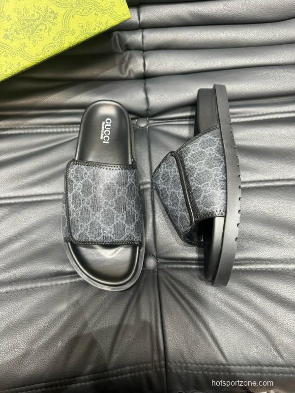 2024 Slippers Gucci Black Fabric Slippers MJ00200