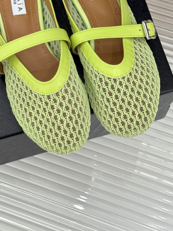 2025 Slippers Unisex AlAIA Light Green Mesh Leather Flat Customize