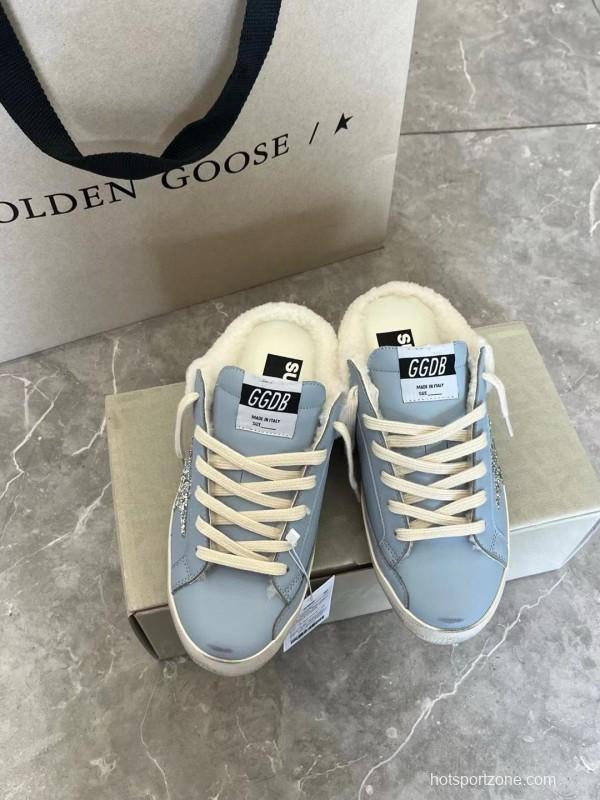 2024 GGDB Light Blue Shearling Leather Slippers MJ00280