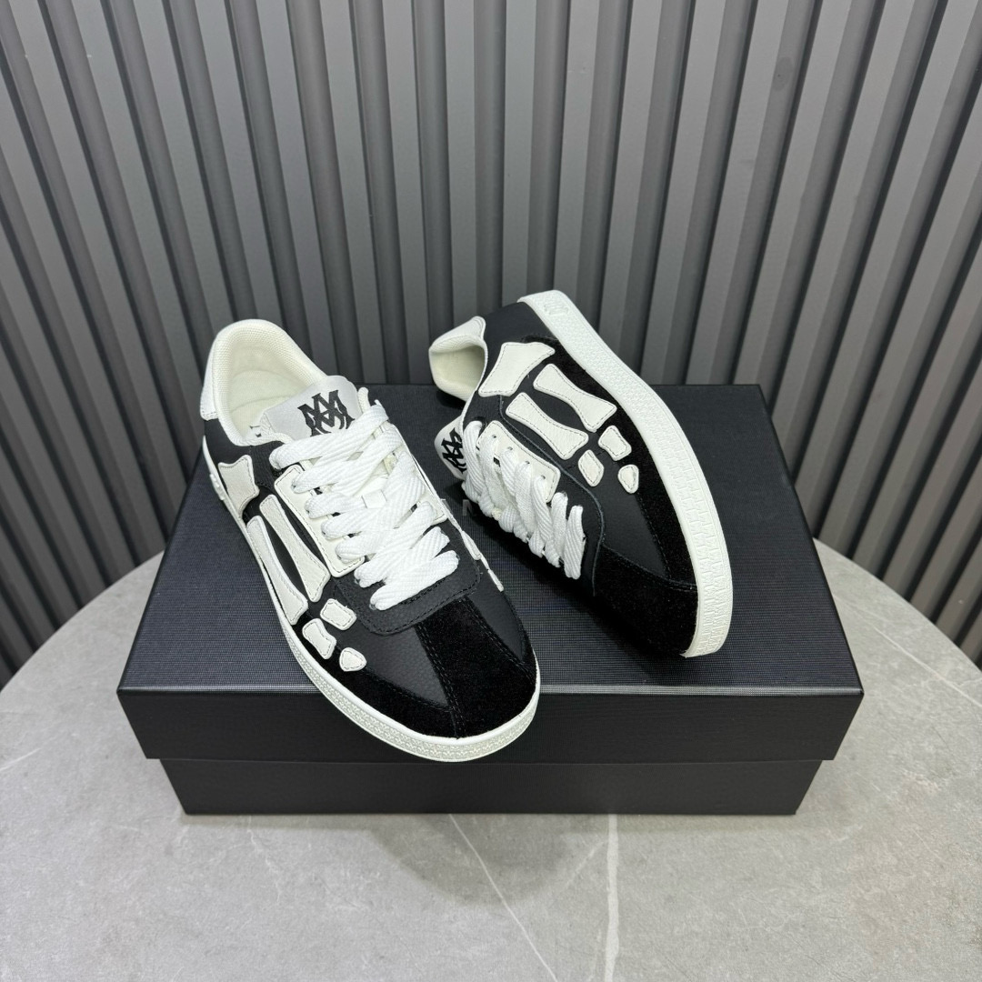 2024 Unisex Amiri Black White Leather Sneakers MJ00300
