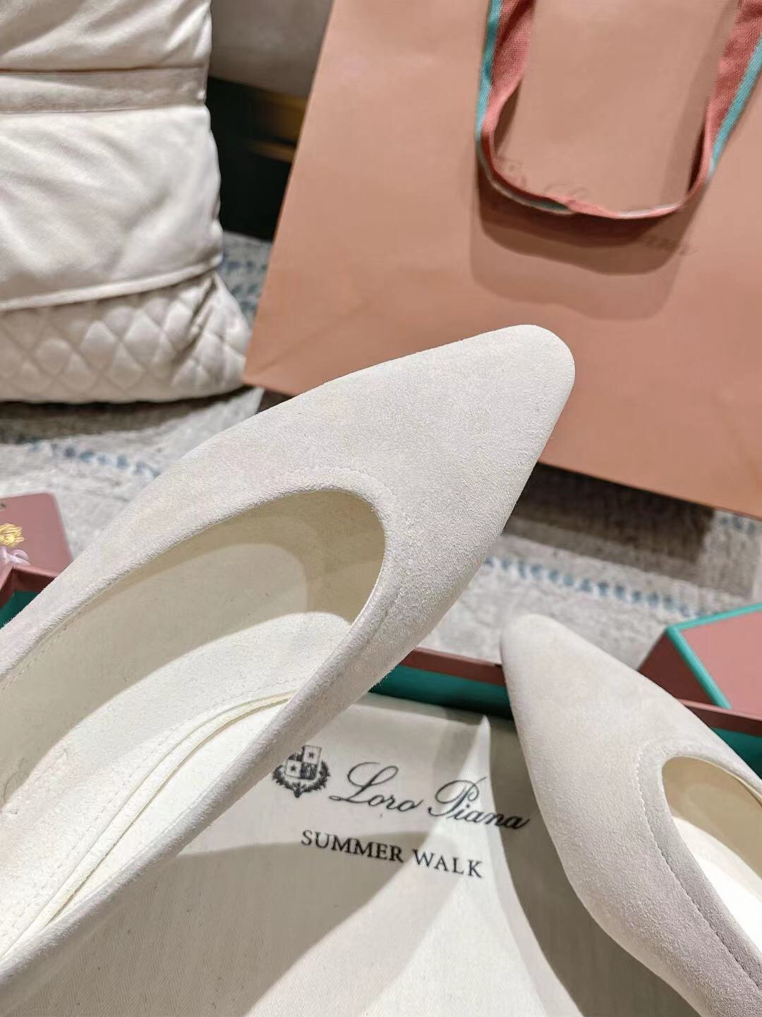 2025 Women LP Beige Suede Ballet Flats LY00320
